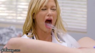 Teen Squirts All Over Hot &amp;amp; Busty Lesbian Doctor